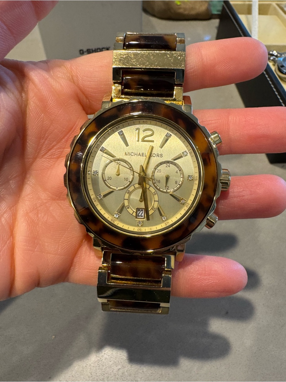 Michael Kors Gold and Tortoiseshell Men’s Chronograph Watch